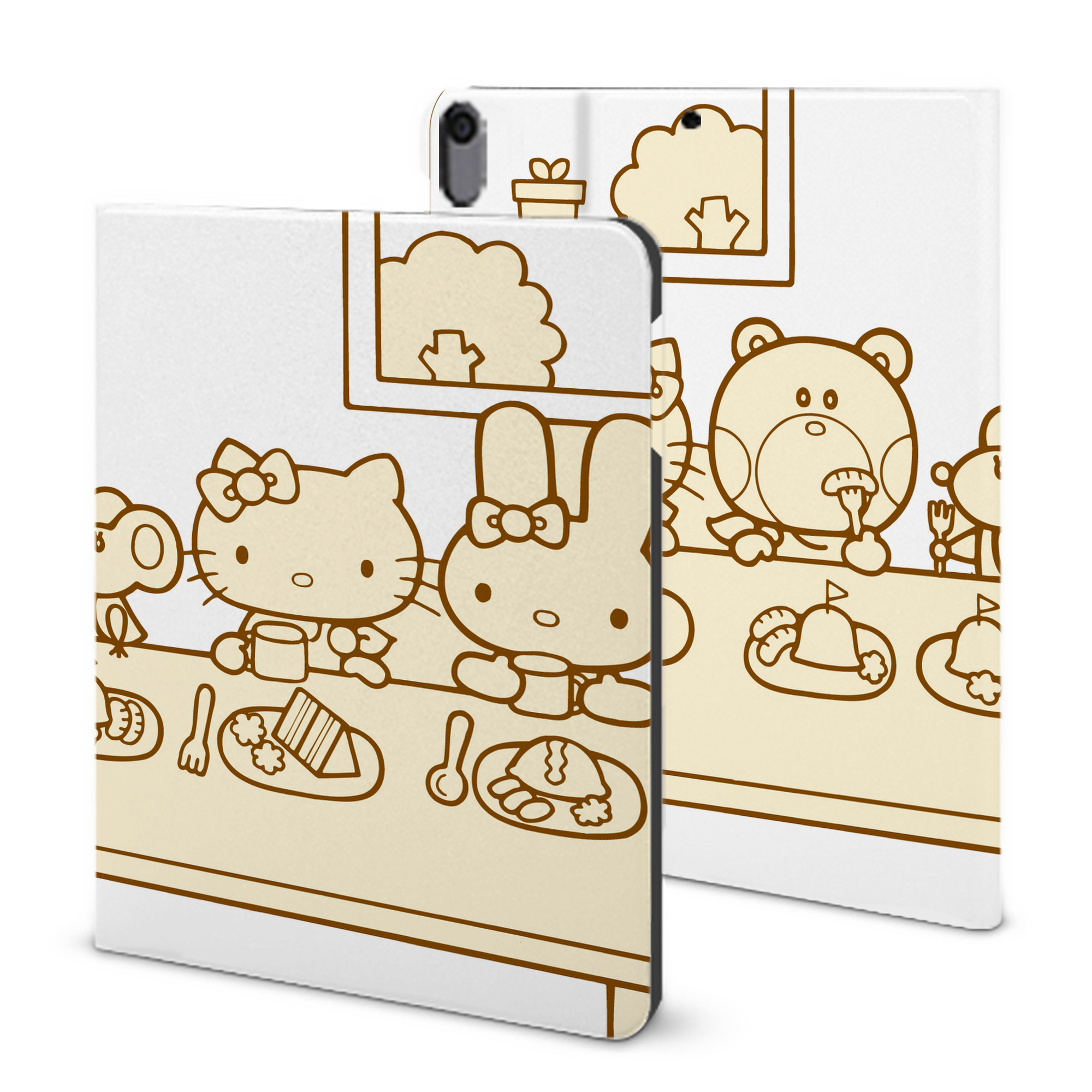 （画像用） Hello Kitty ハローキティ IPad ケース ブック型 PUレザー TPU 耐衝撃 軽量 薄型 ペン収納なし 全面保護 IPad 各モデル対応